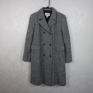 Talbots Herringbone Dbl Breasted Wool Coat Sz 6